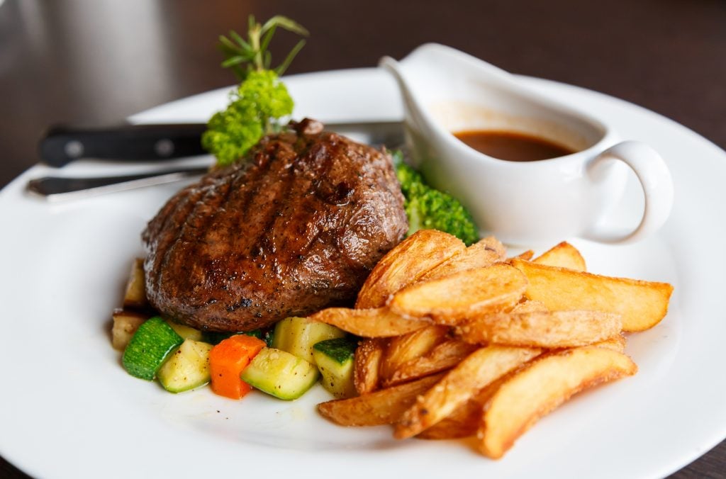 Sirloin steak with potato wedges