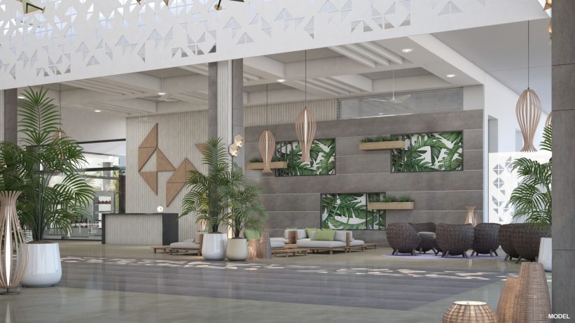 Foyer des Riu Ocho Rios Hotels auf Jamaika, das Luis Riu in 2019 vor hat zu renovieren.