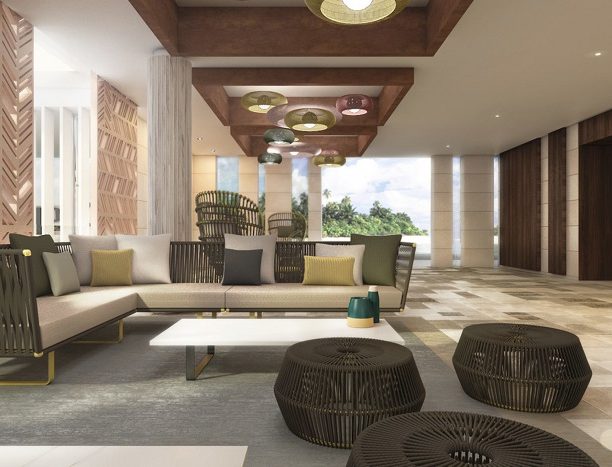 This is what the Lobby in the hotel Riu Atoll will look like