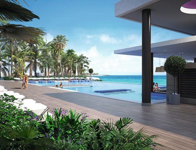 : shared swimming pool at the hotel Riu Palace Maldivas