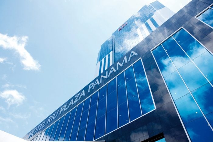 Entrance to the Riu Plaza Panamá hotel, the first urban hotel that Luis Riu opened 10 years ago