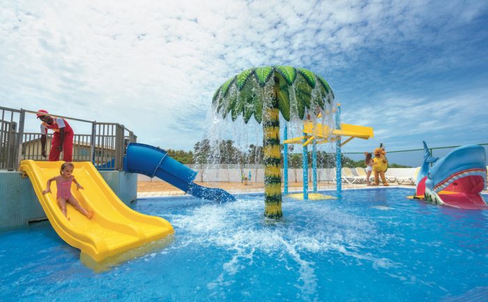 The children's pool at the Riu Sri Lanka has slides for children