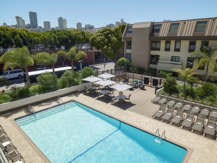 Take a swim in the Riu Plaza Fisherman’s Wharf hotel's outdoor pool