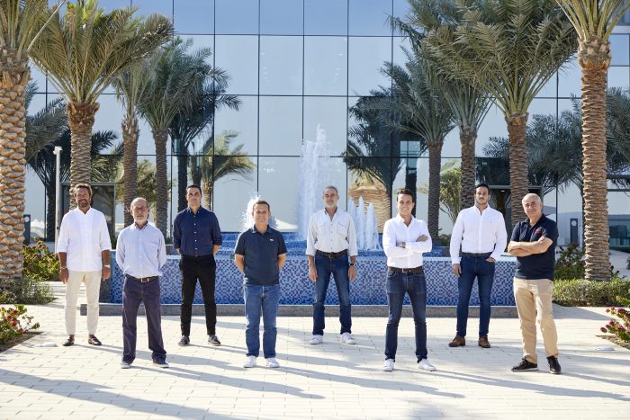 Luis Riu alongside his team during a visit before the opening of the new RIU hotel in Dubai