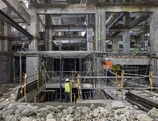 Renovierung des Untergeschosses 2 des Edificio España in Madrid für den Bau des Riu Plaza España