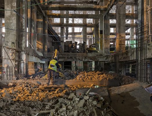 Fortschritt der Bauarbeiten im Untergeschoss des Hotels Riu Plaza España