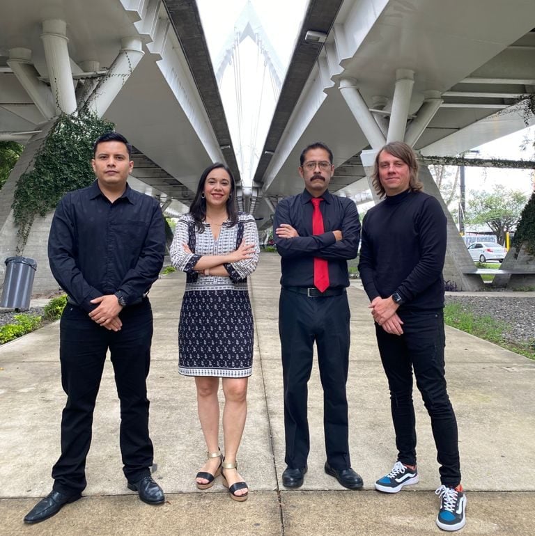 From left to right: Jorge Barragán, Manager; Cindy Várguez, Call Center Director, Rodolfo Orduña, Call Center Deputy Director, Sebastián Castillo, Manager. 