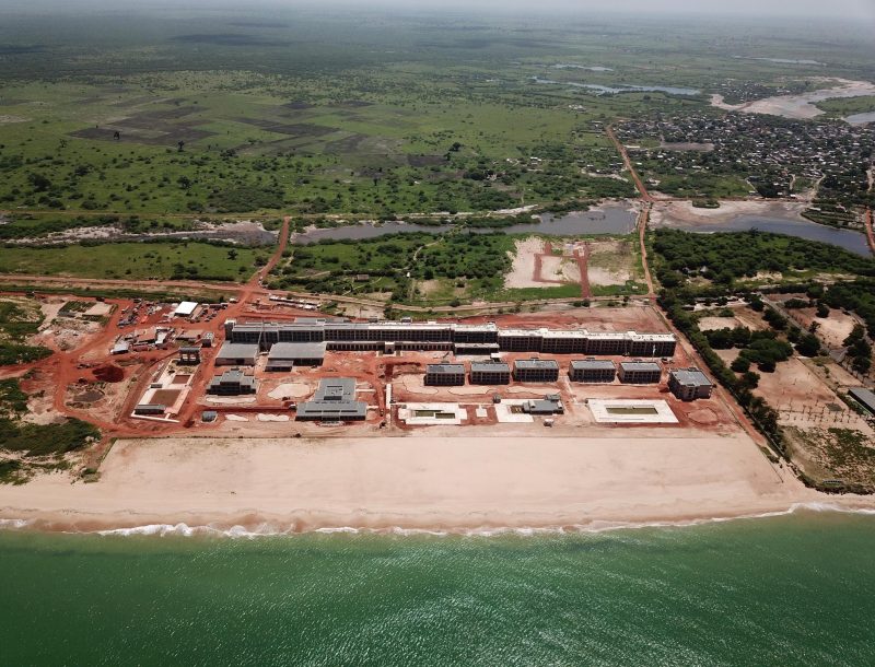 Construction work on the Hotel Riu Baobab in Pointe Sarène and landscape of Senegal