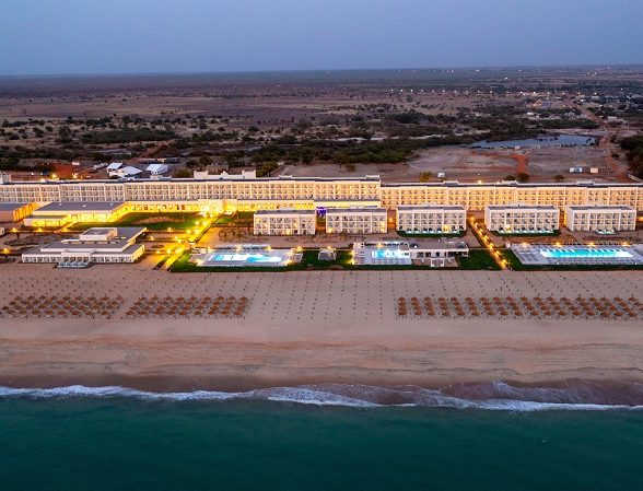 General aerial view of the complex of the new Hotel Riu Baobab in Senegal