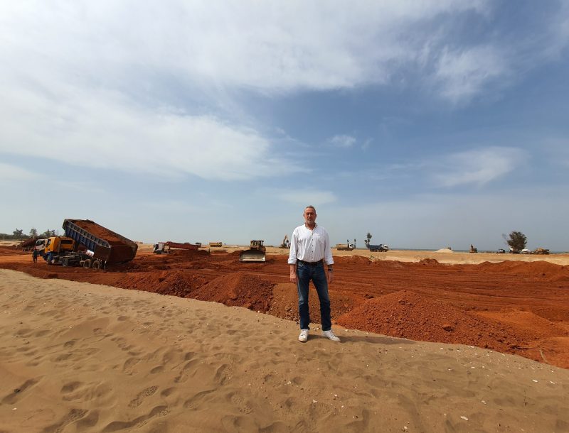 Luis Riu, CEO of RIU Hotels & Resorts, witnesses the first excavations for the construction of the Hotel Riu Baobab in Senegal