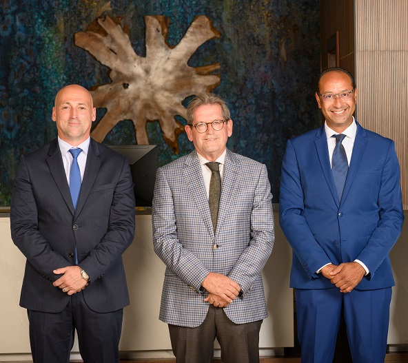 Management team of the new Hotel Riu Baobab in Senegal (Antonio Fornés and Mohamed Naoui) with Félix Casado, managing director of RIU.