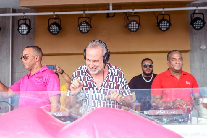 Luis Riu, CEO of RIU Hotels, at the DJ booth during the Riu Party events