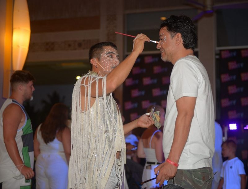 The entertainment team of the Riu Get Together Party, at the Tequila Riu hotel in Mexico, getting ready and applying makeup