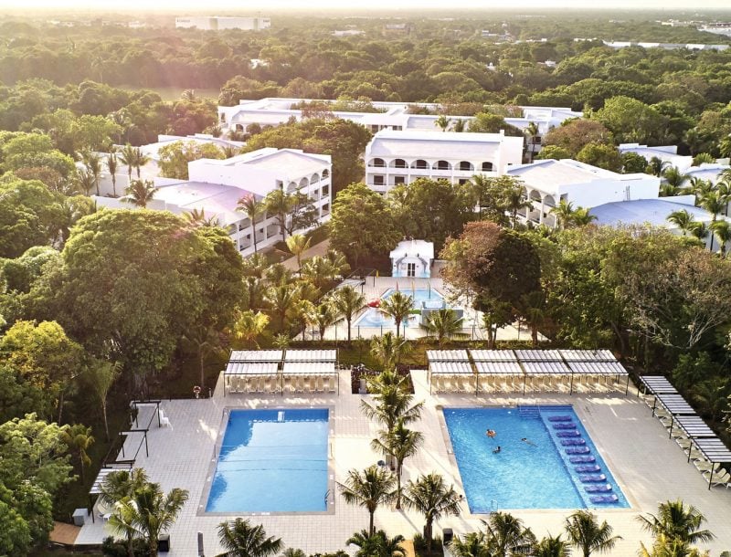 Aerial view of the Hotel Riu Tequila in Playa del Carmen, Mexico