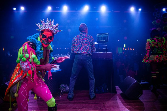 Luis Riu seen from behind during a Riu Party DJ session, at the Mexican hotels