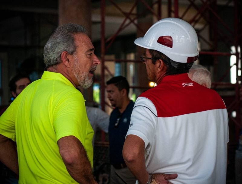 Luis Riu and Eduardo Vadillo during the construction works of the Hotel Riu Palace Riviera Maya in Playa del Carmen, Mexico