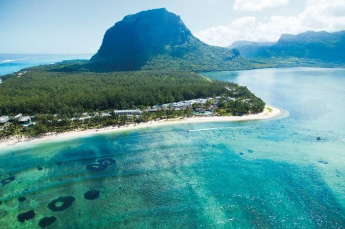 Le Morne peninsula where the hotels are located