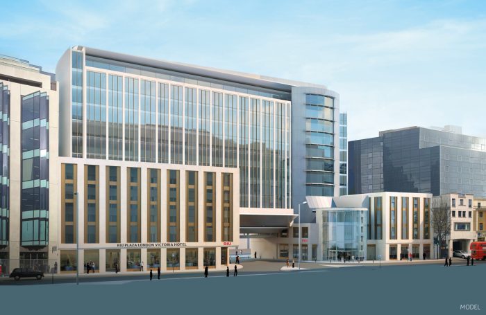 Recreación del futuro hotel Riu Plaza London Victoria que la cadena RIU tiene previsto abrir en Londres en 2023