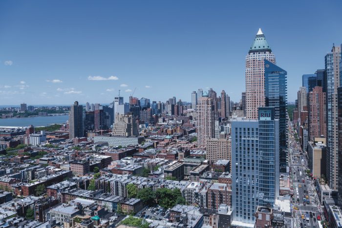 Aerial view of the Riu Plaza Times Square hotel, New York.