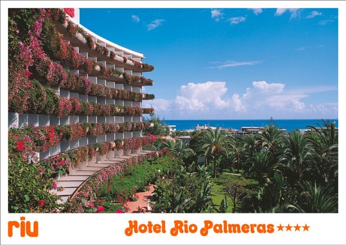 Imagen de los 80 del antiguo hotel Río Palmeras, antes de la unificación de todos los hoteles de la cadena bajo la marca RIU