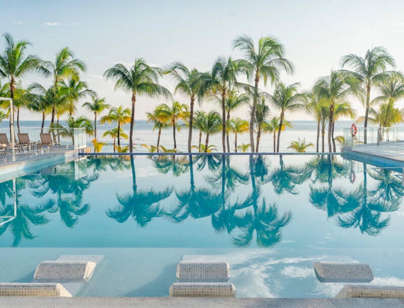 Infinity pool at the hotel Riu Caribe in Cancun, refurbished in 2023.