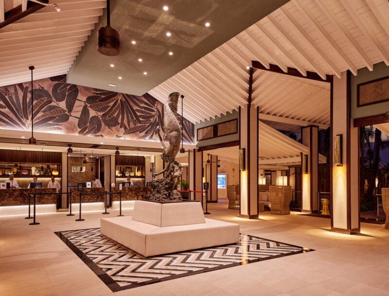 Reception of the hotel Riu Palace Macao in Punta Cana, after its renovation in 2023.