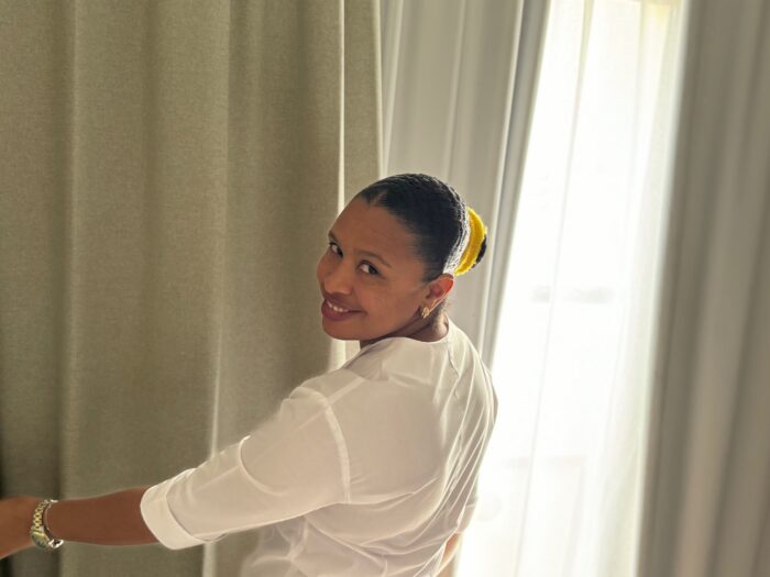 Elisabete Da Luz, housekeeper at the Riu Karamboa in one of the hotel rooms. 