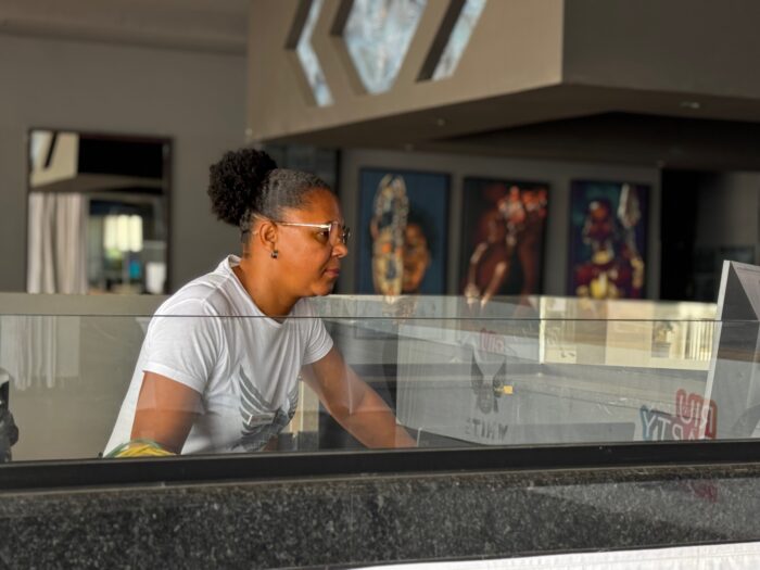 Madeline in the Riu Karamboa hotel theatre, in Boa Vista. 