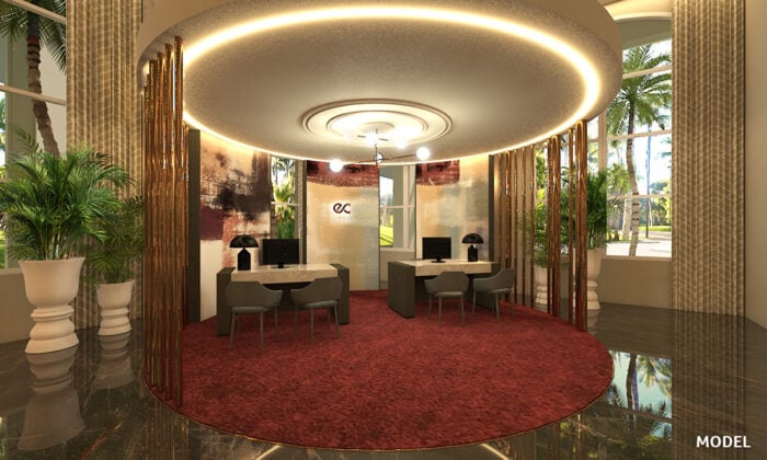 Render Lobby Reception Elite Club after refurb