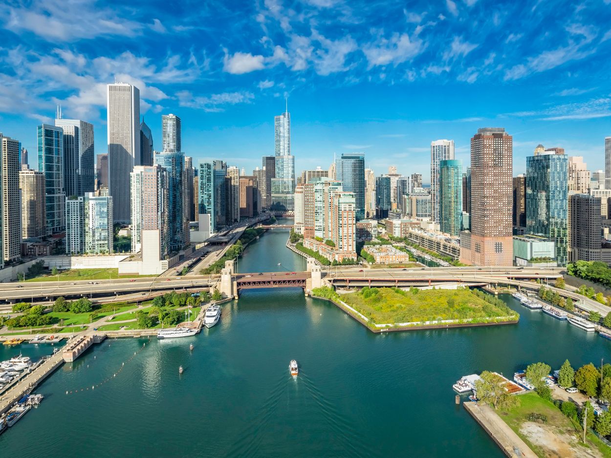 Paisaje de la ciudad de Chicago y sus parques