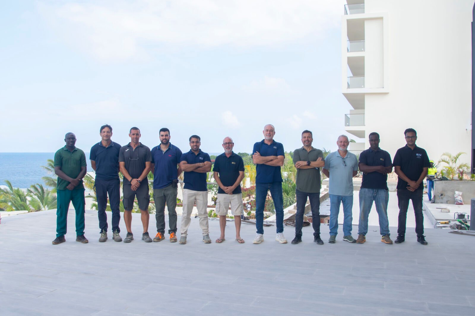 Luis Riu (centre) with the construction team of the Hotel Riu Palace Swahili in Zanzibar