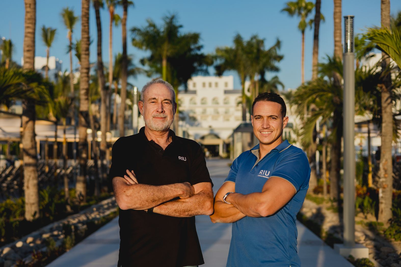  Luis Riu, CEO of RIU Hotels, and Luis Riu Rodríguez, Executive Director of Atlantic Operations, at the hotel Riu Jalisco in Mexico, reopened in 2025