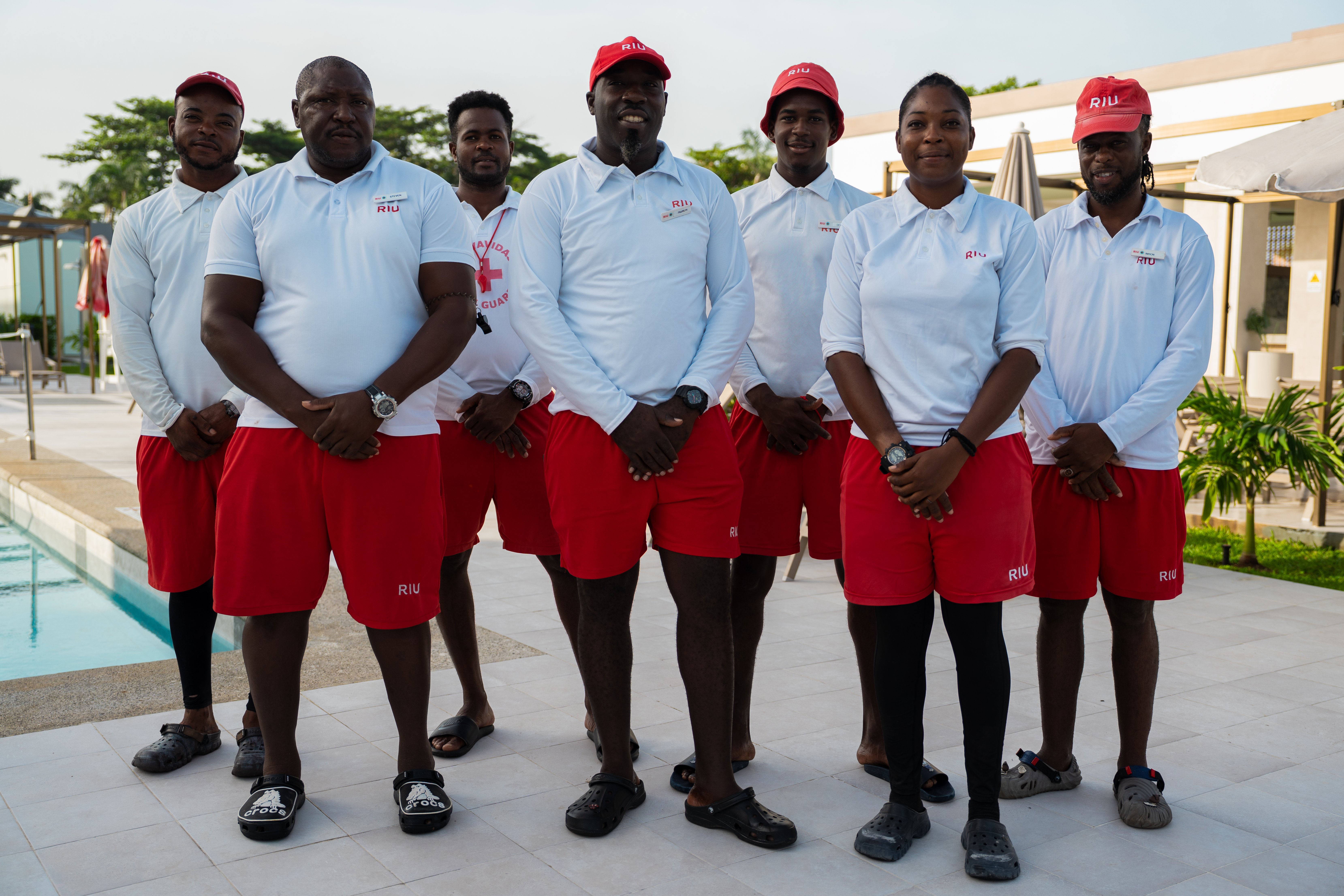 Representación de los equipos de socorristas de los hoteles RIU en Jamaica